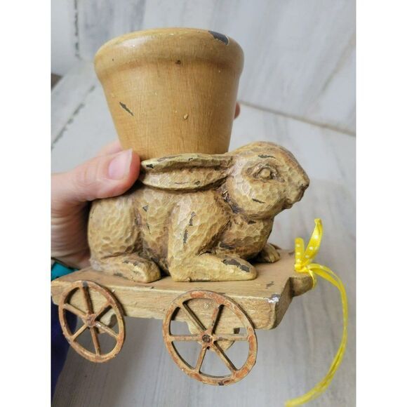 Easter Bunny cart unique spring decor - Picture 6 of 7